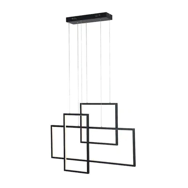 Arisha Lustre Rectangulaire Moderne, Métal/Gel de Silice, Noir/Blanc, Salon - Neutralighting