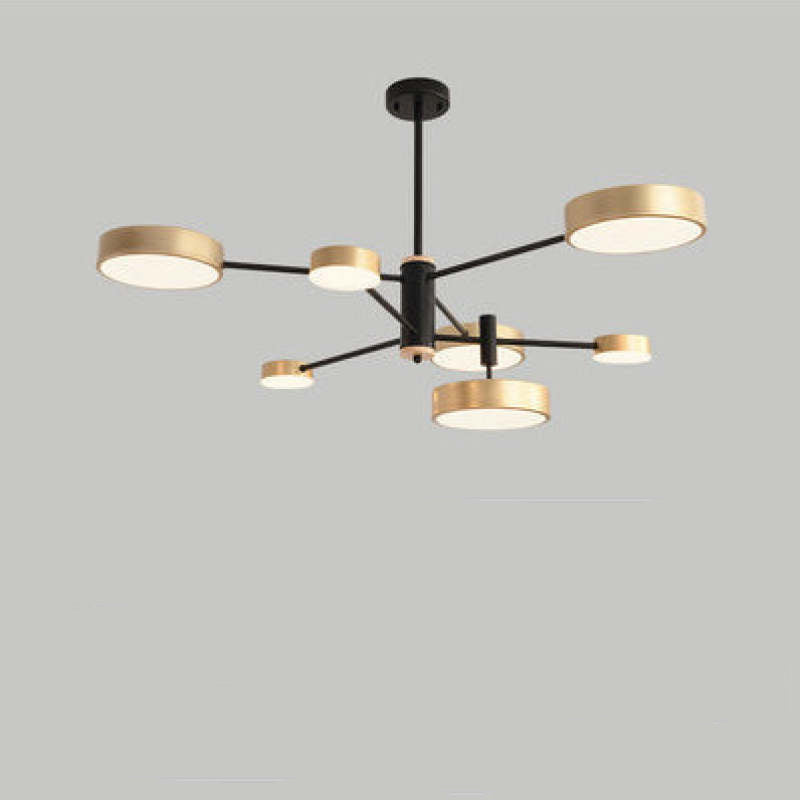 Arisha Suspension Ronde/Linéaire Moderne, Métal/Bois, Doré/Blanc/Gris, Salon - Neutralighting