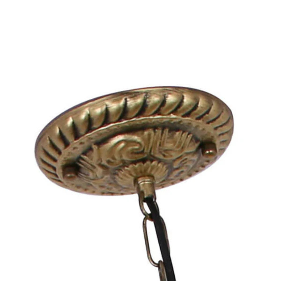 Tiffany Vintage Suspension Tachée Métal Verre Bol Chambre À Coucher - Neutralighting