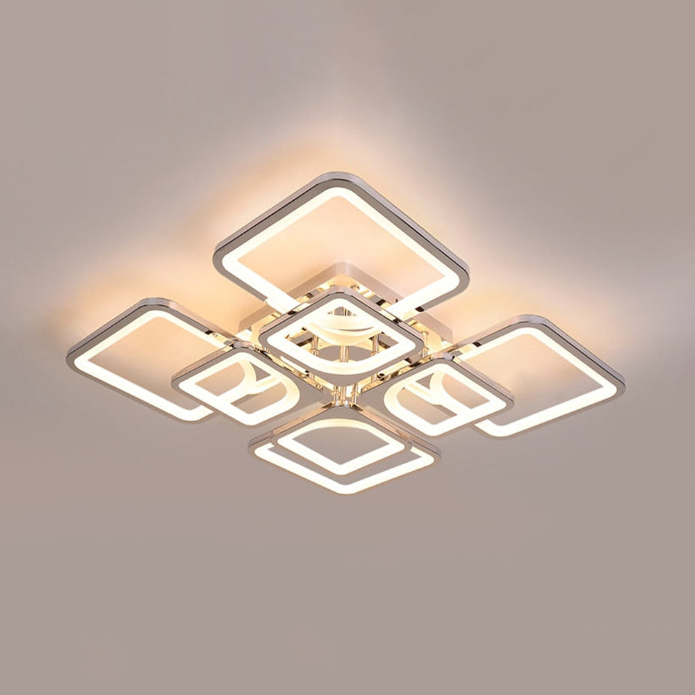 Arisha Plafonnier Rectangle Moderne, Métal/Acrylique, Blanc, Salon - Neutralighting