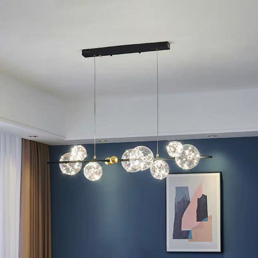 Valentina Suspension Boule Moderne, Métal/Verre, Doré/Noir, Salon