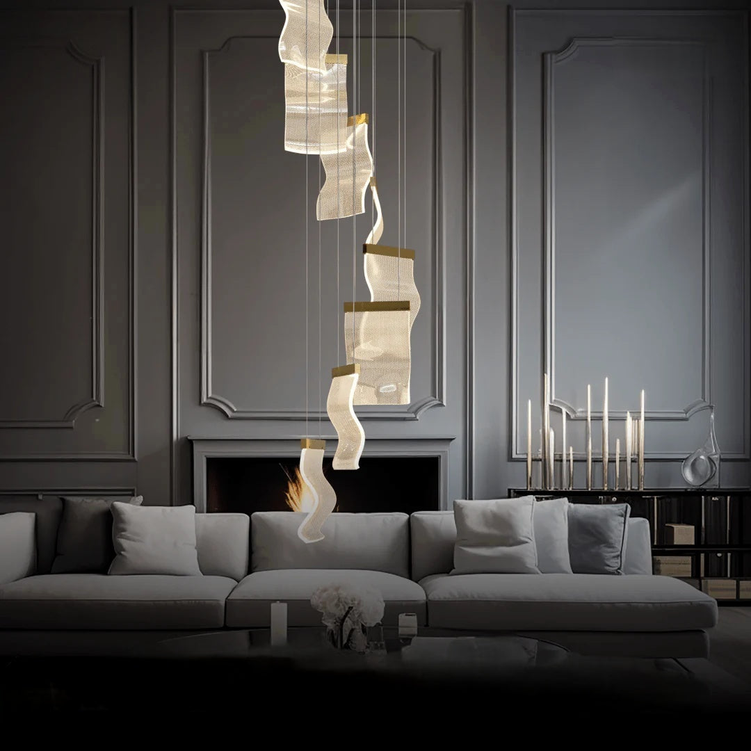 Kristy Moderne Or LED Lustre Métal Acrylique Chambre/Salon