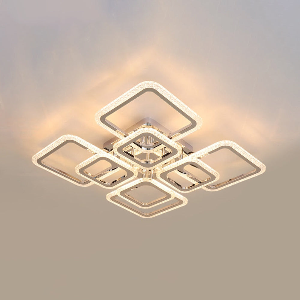 Arisha Plafonnier Rectangle Moderne, Métal/Acrylique, Blanc, Salon - Neutralighting