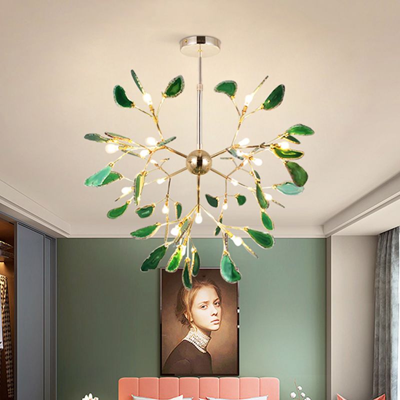 Arisha Art LED Suspension Bleu Métal Agate Salon Chambre à coucher - Neutralighting