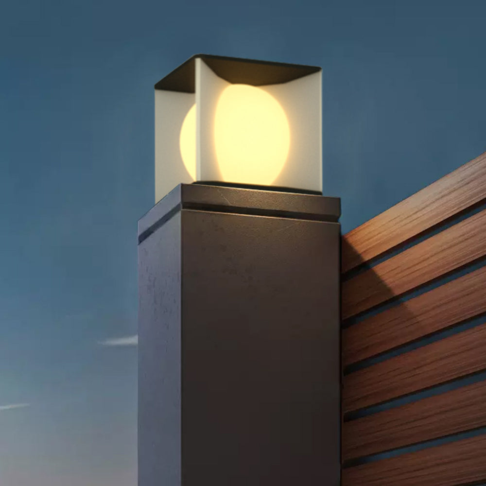 Aria Lampe de Poteau Lune Moderne, Métal/Acrylique, Noir, Cour - Neutralighting