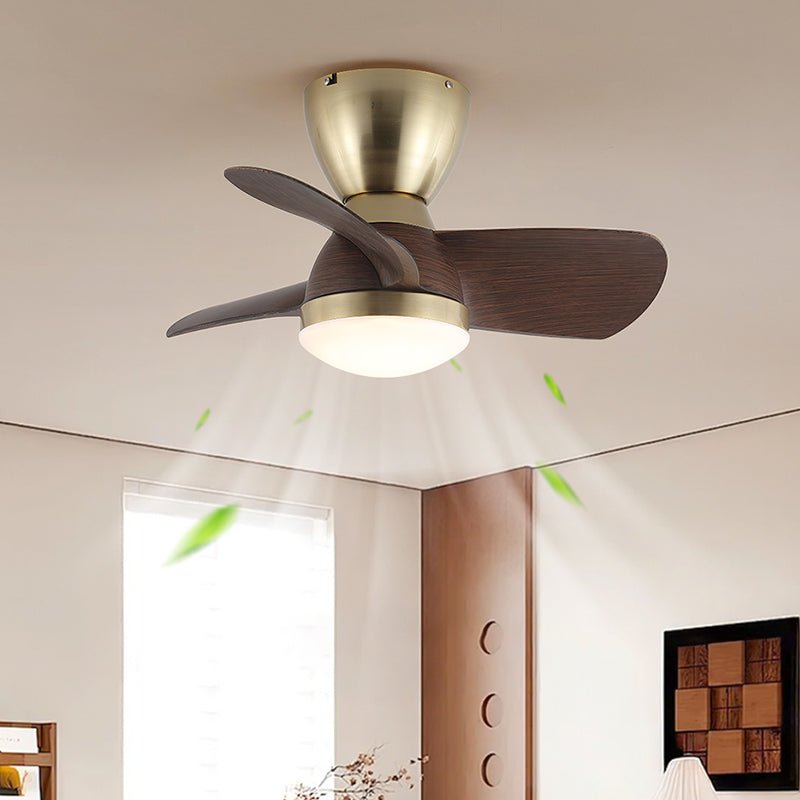 Plafonnier ventilateur Elora minimaliste en laiton et bois - Neutralighting