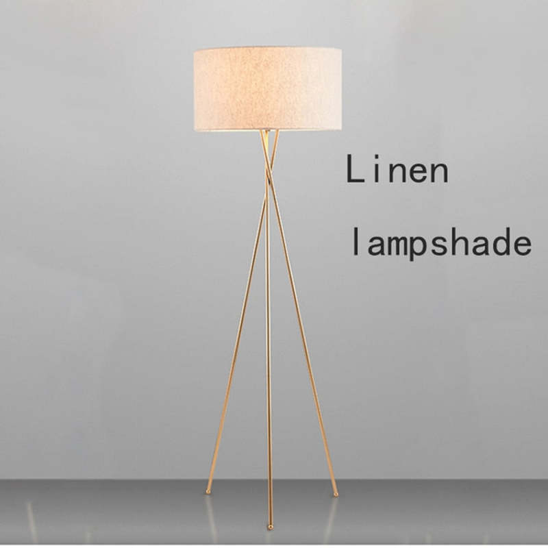 Mira Lampadaire/Lampe de Table Cylindre Moderne, Métal/Tissu, Blanc, Salon
