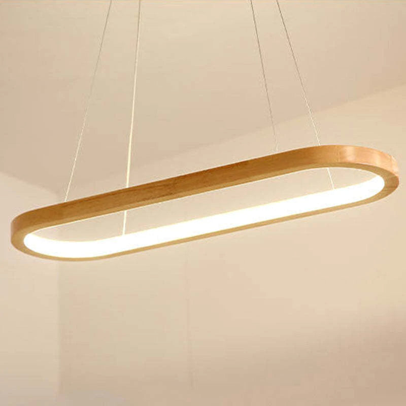 Muto Suspension Ellipse Moderne, Bois/Acrylique, Bois, Salon - Neutralighting