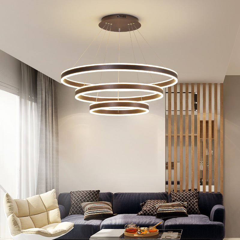 Arisha Led Suspension Cercle Minimaliste, Acrylic/Metal, Brun, Chambre - Neutralighting