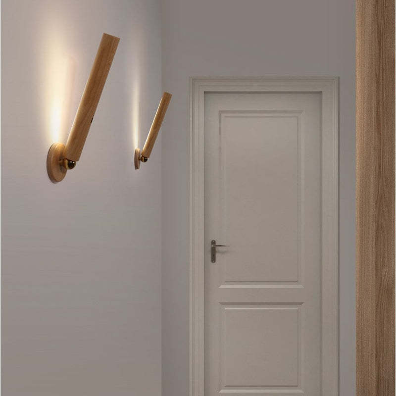 Muto Applique Murale Cylindrique Minimaliste, Bois, Métal/Bois, Chambre - Neutralighting