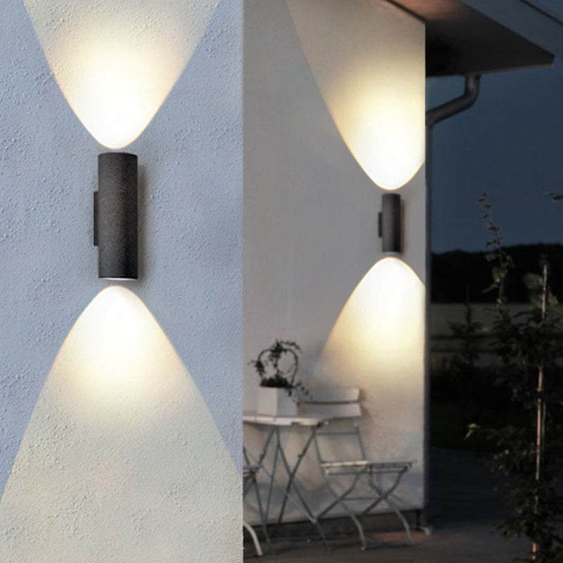 Ray Applique Murale Cylindre Moderne, Ciment/Acrylique, Noir/Blanc, Extérieur - Neutralighting