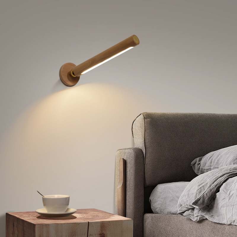 Muto Applique Murale Cylindrique Minimaliste, Bois, Métal/Bois, Chambre - Neutralighting
