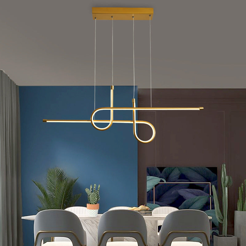 Arisha Suspension Linéaire Moderne, Métal, Noir/Or, Salle à Manger - Neutralighting
