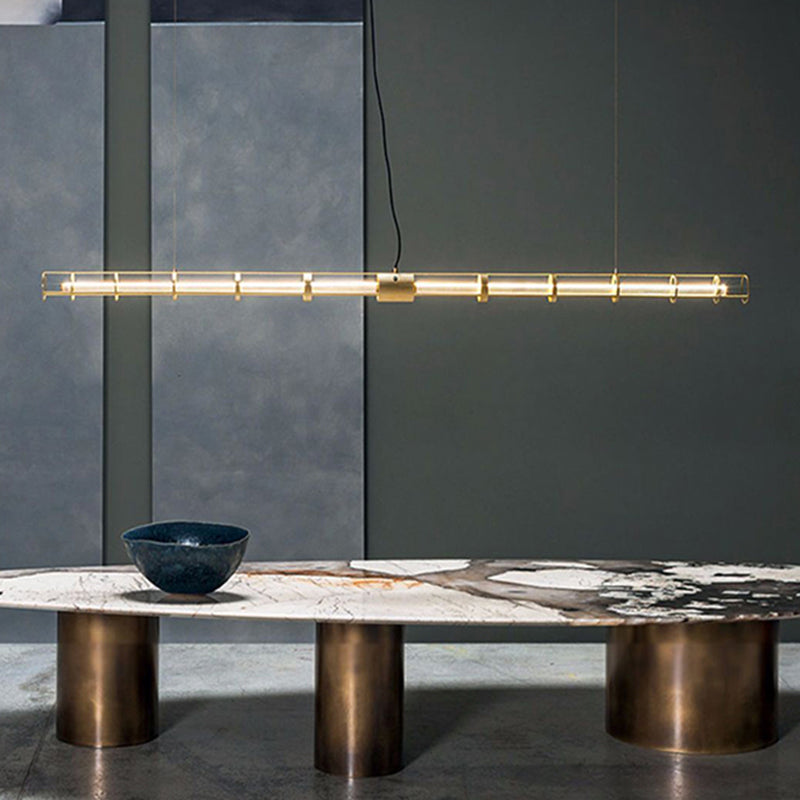 Ray Suspension Linéaire Moderne, Métal/Verre, Doré, Salon - Neutralighting