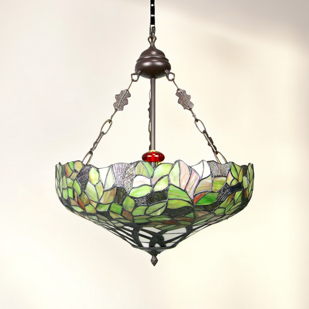 Tiffany Vintage Fleur LED Suspension Tachée Verre Métal Bar - Neutralighting