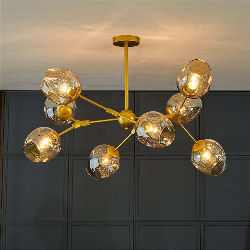 Valentina Suspension Multi Retro, Metal/Verre, Noir/Or, Chambre - Neutralighting
