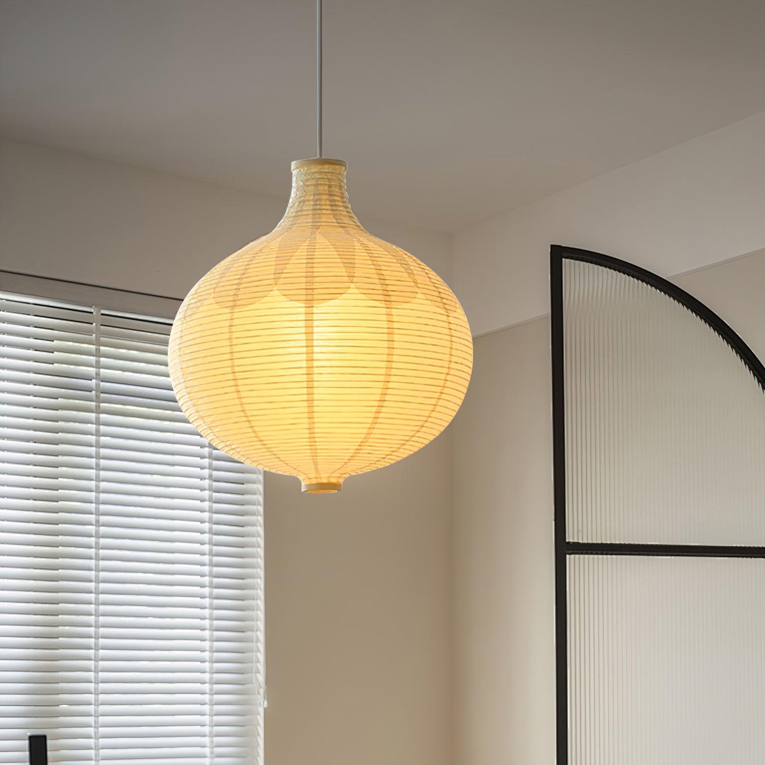Ritta Japonais Conception Globe Bois Papier LED Suspension Salon