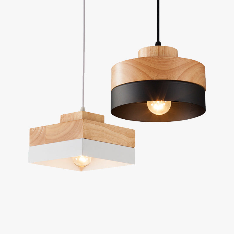 Valentina Suspension, Métal/Bois, Noir/Blanc, Salle à Manger/Salon - Neutralighting