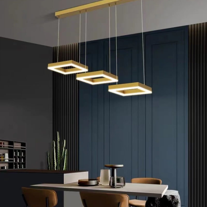 Arisha Suspension Rectangulaire Moderne, Metal/Acrylique, Or, Bureau - Neutralighting