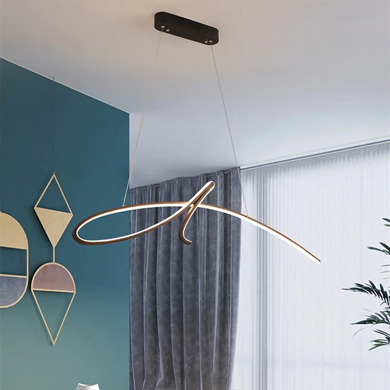 Arisha Suspension Linéaire Simple, Métal, Noir/Or, Salon - Neutralighting