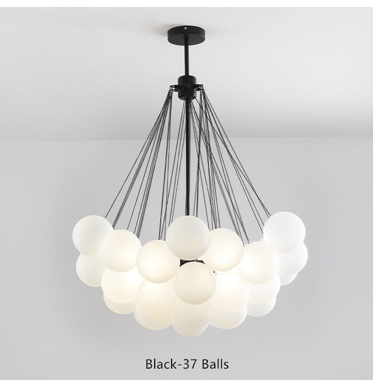 Valentina Lustre Globe Modenre, Fer/Verre, Noir/Blanc, Salon - Neutralighting