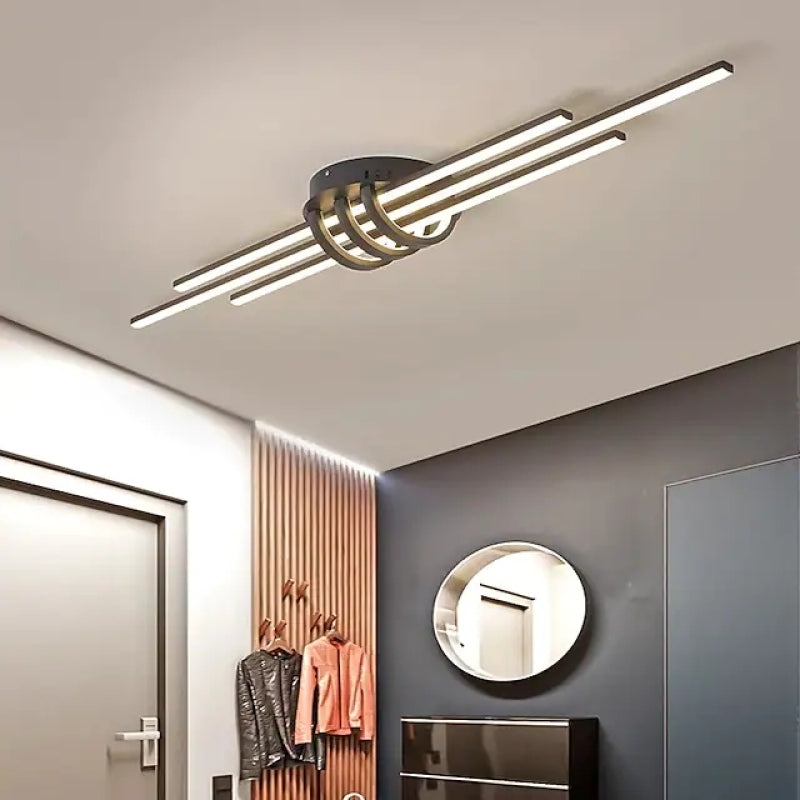 Ray Plafonnier Linéaire Minimaliste, Métal/Gel de Silice, Noir/Blanc, Salon - Neutralighting