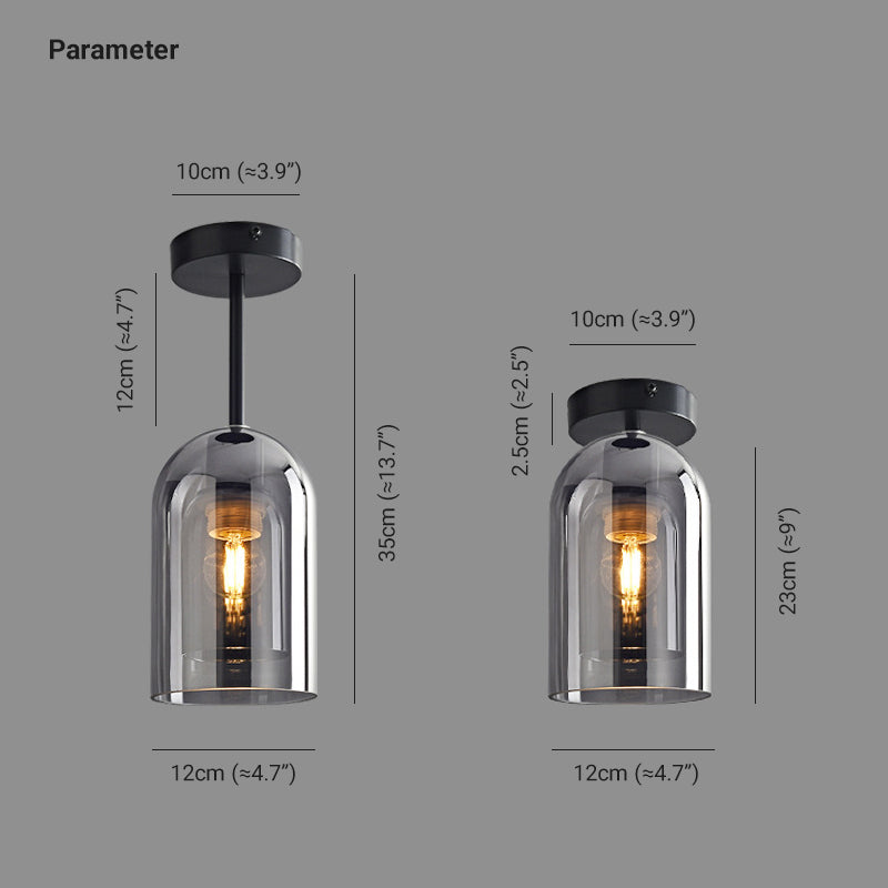 Arisha Plafonnier Cylindre Moderne, Cuivre/Verre, Cognac/Gris Fumé, Salon - Neutralighting
