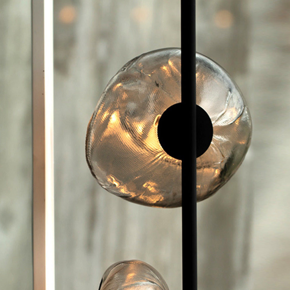 Avi Design Lampadaire Fleur Nordique Métal/Verre Noir/Or/Gris Chambre/Salon
