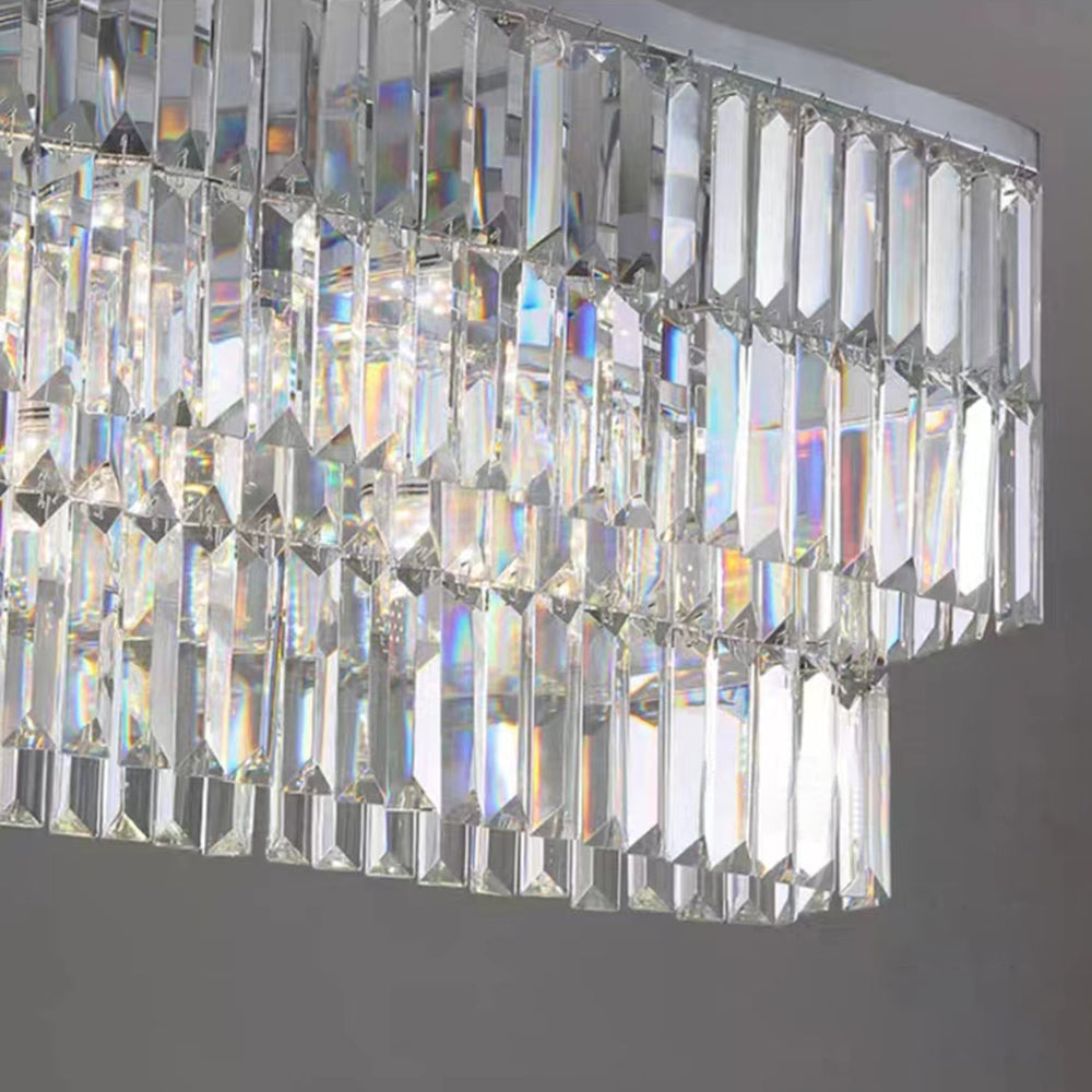 Kristy Design Luminaires Suspensions Rectangulaire Contemporain Métal/Cristal Blanc Salle à Manger/Salon - Neutralighting