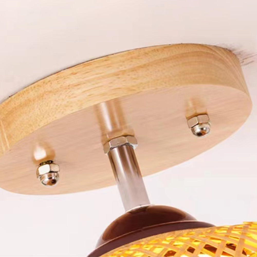 Ritta Plafonnier Dôme Simple Vintage LED Bamboo Bois Salon/Chambre à Coucher - Neutralighting