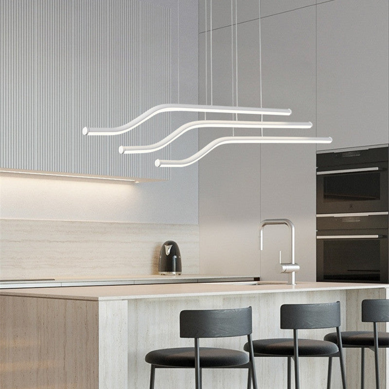 Arisha Lustre Linéaire Minimaliste, Metal/Gel de silice, Noir/Blanc, Chambre - Neutralighting
