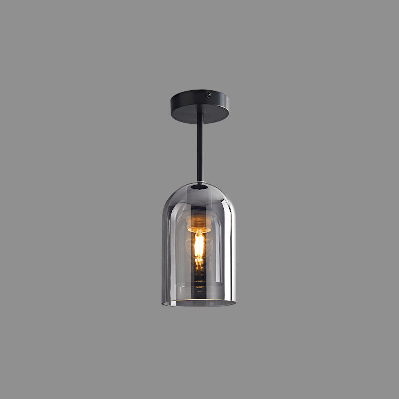 Arisha Plafonnier Cylindre Moderne, Cuivre/Verre, Cognac/Gris Fumé, Salon - Neutralighting