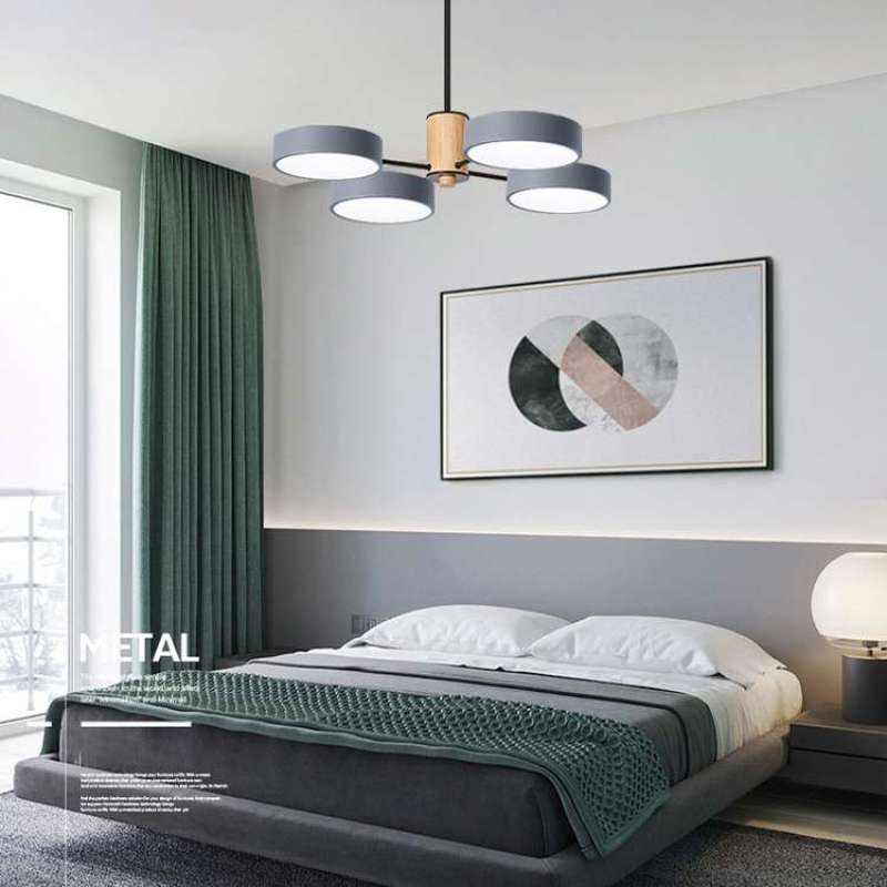 Arisha Plafonnier Cylindre Art Deco, Métal/Bois, Blanc/Vert/Gris, Salon - Neutralighting