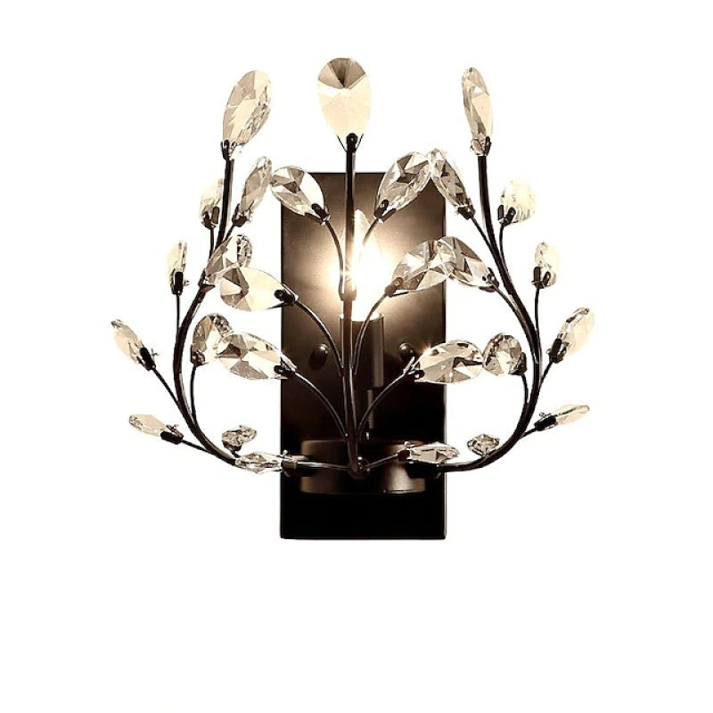 Ray Applique Murale Branche Vintage, Métal/Cristal, Noir/Doré, Salon - Neutralighting