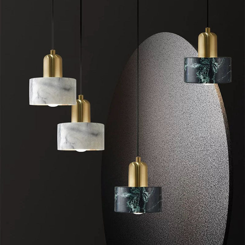 Arisha Suspension Cylindre Contemporaine, Acrylique/Metal, Blanc/Vert, Salon - Neutralighting