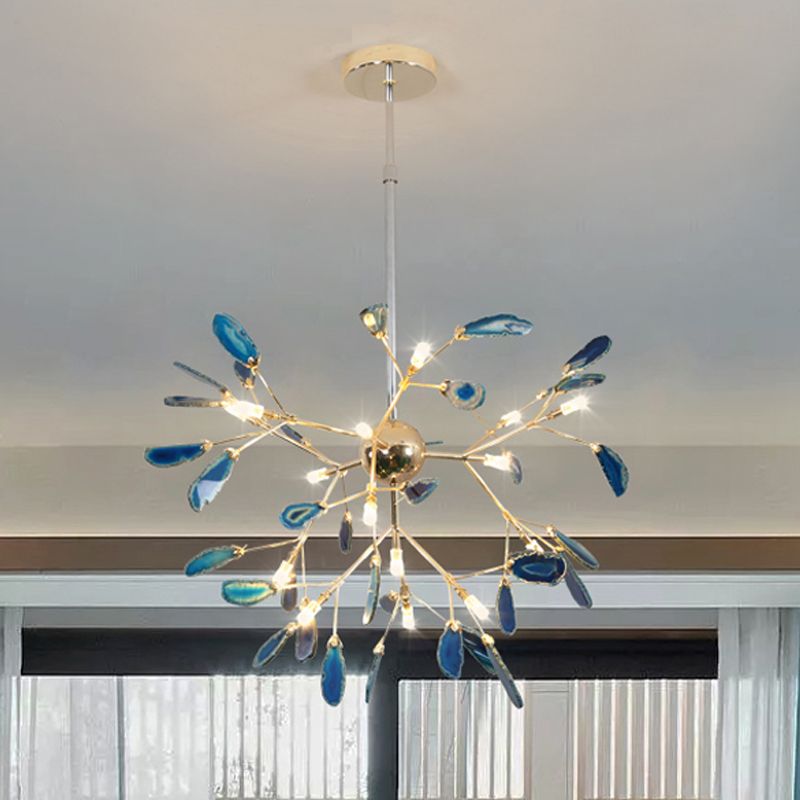 Arisha Art LED Suspension Bleu Métal Agate Salon Chambre à coucher - Neutralighting