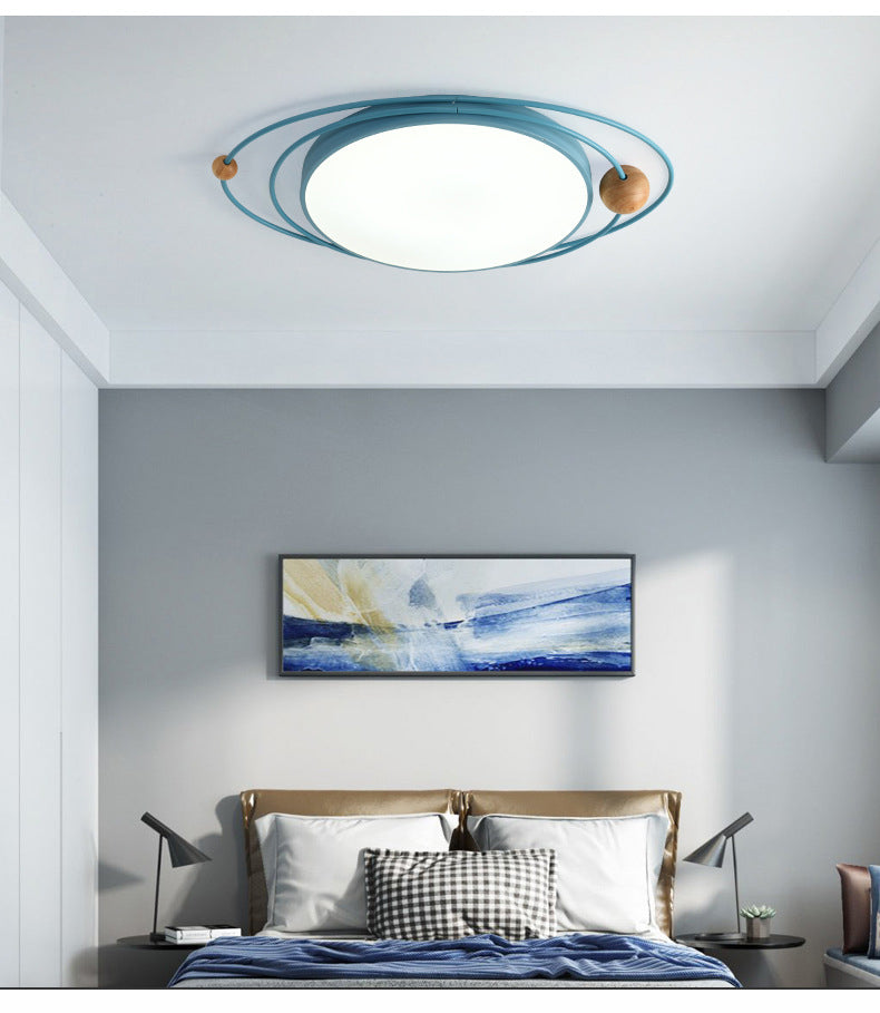 Arisha Plafonnier Rond Moderne, Metal/Bois, Blanc/Noir/Gris/Vert/Bleu, Salon - Neutralighting