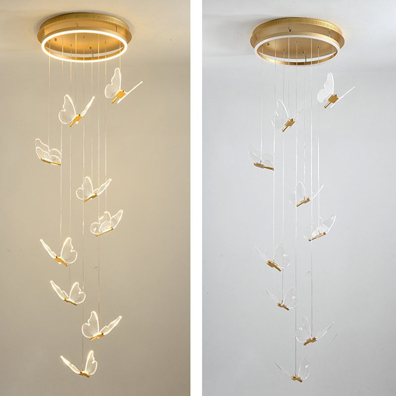 Olivia Moderne LED Suspension Doré Métal/Acrylique Salon Chambre à coucher - Neutralighting