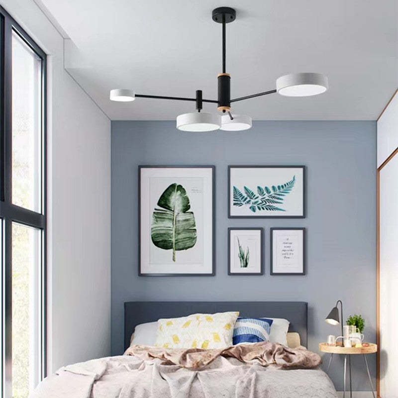 Arisha Suspension Ronde/Linéaire Moderne, Métal/Bois, Doré/Blanc/Gris, Salon - Neutralighting