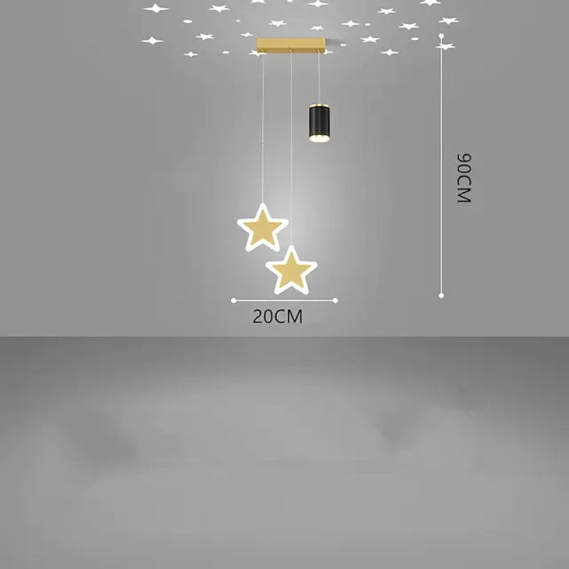 Arisha Luminaires Suspension à Projection de Lune étoile Or/Noir Métal Chambre à coucher/Bar - Neutralighting