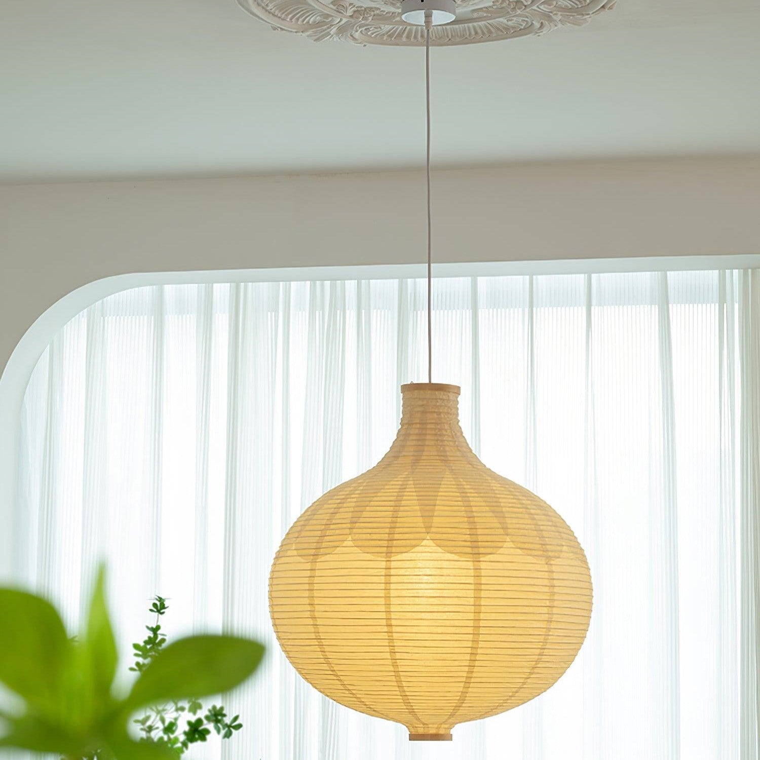 Ritta Japonais Conception Globe Bois Papier LED Suspension Salon