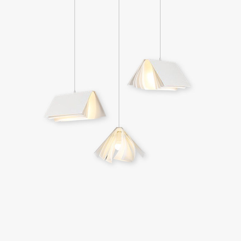 Arisha Suspension Carré Contemporaine, Métal/Tissu, Blanc/Gris, Chambre à Coucher/Librairie