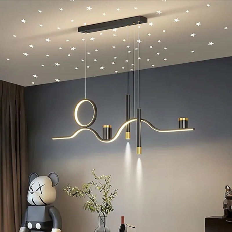 Arisha Haut de Gamme Suspension étoilé Moderne Métal Noir Salon/Salle à manger - Neutralighting