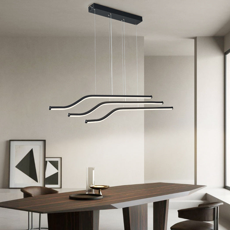 Arisha Lustre Linéaire Minimaliste, Metal/Gel de silice, Noir/Blanc, Chambre - Neutralighting