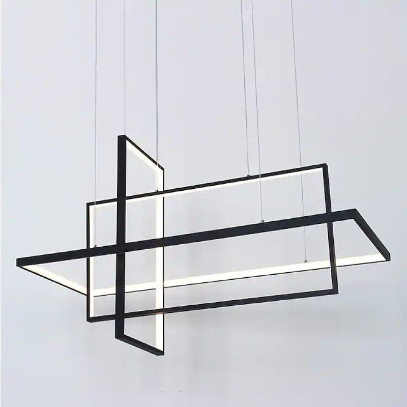 Arisha Lustre Rectangulaire Moderne, Métal/Gel de Silice, Noir/Blanc, Salon - Neutralighting