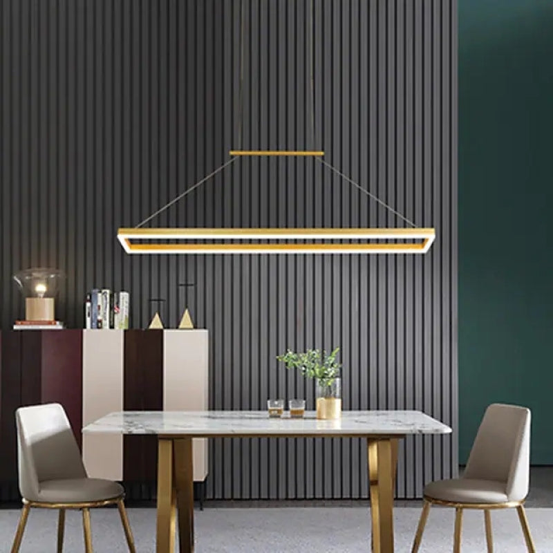 Ray Suspension Rectangulaire Contemporaine, Metal, Café/Or, Chambre - Neutralighting