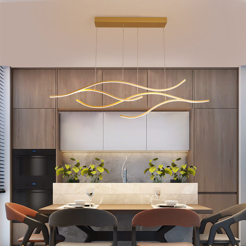 Nayel Luminaires Suspension linéaire. LED Noir/Or. Salon - Neutralighting