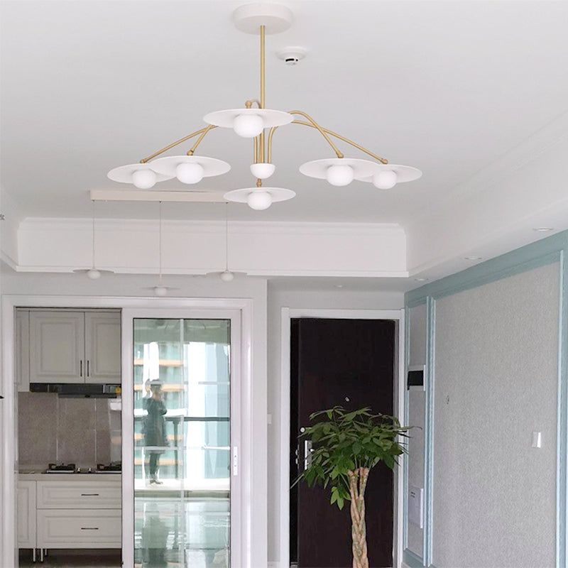 Arisha Suspension Fleur Art Déco, Métal/Verre, Blanc, Salon - Neutralighting