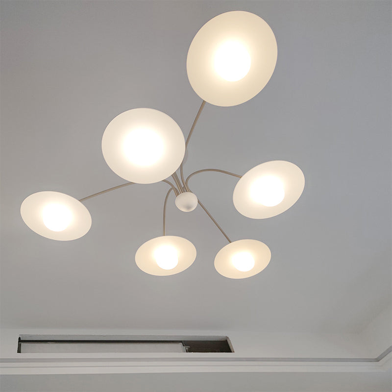 Arisha Suspension Fleur Art Déco, Métal/Verre, Blanc, Salon - Neutralighting