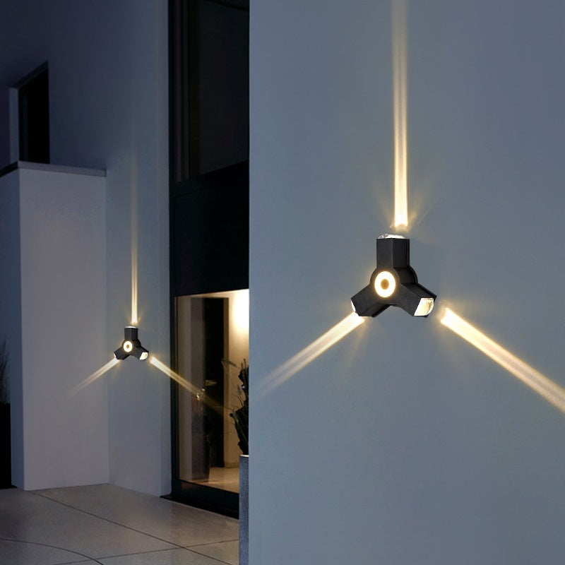 Ray Applique Murale Ronde Moderne, Métal, Noir, Jardin/Couloir - Neutralighting